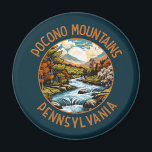 Pocono Mountains Pennsylvania Sunset Retro Art Magnet<br><div class="desc">Pocono Mountains in a vector art style. The Pocono Mountains,  or Poconos,  encompass forested peaks,  lakes and valleys in Pennsylvania.</div>