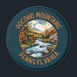 Pocono Mountains Pennsylvania Sunset Retro Art Magnet<br><div class="desc">Pocono Mountains in a vector art style. The Pocono Mountains,  or Poconos,  encompass forested peaks,  lakes and valleys in Pennsylvania.</div>