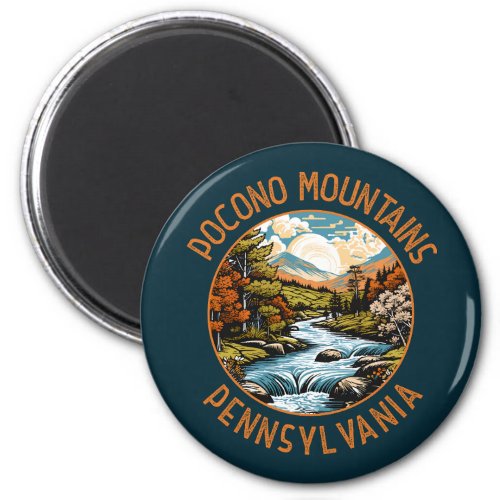 Pocono Mountains Pennsylvania Sunset Retro Art Magnet