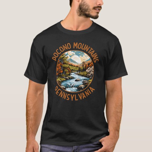 Pocono Mountains Pennsylvania Sunset Retro Art T_Shirt