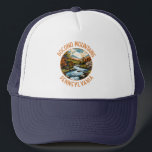 Pocono Mountains Pennsylvania Sunset Retro Art Trucker Hat<br><div class="desc">Pocono Mountains in a vector art style. The Pocono Mountains,  or Poconos,  encompass forested peaks,  lakes and valleys in Pennsylvania.</div>