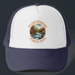 Pocono Mountains Pennsylvania Sunset Retro Art Trucker Hat<br><div class="desc">Pocono Mountains in a vector art style. The Pocono Mountains,  or Poconos,  encompass forested peaks,  lakes and valleys in Pennsylvania.</div>