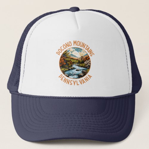Pocono Mountains Pennsylvania Sunset Retro Art Trucker Hat