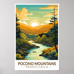 Pocono Mountains Pennsylvania Travel Art Vintage Poster