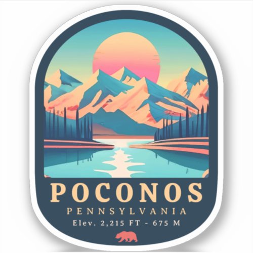 Pocono Mountains Pennsylvania Vintage Souvenirs Sticker