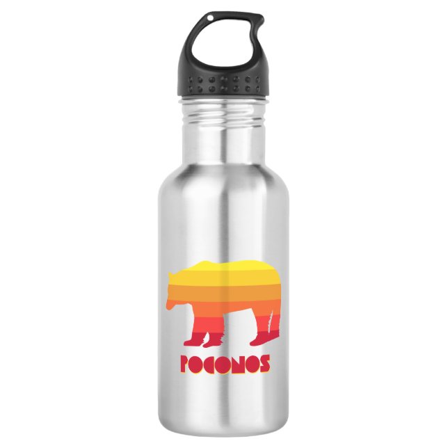 Poconos Bear Stainless Steel Water Bottle (Front)