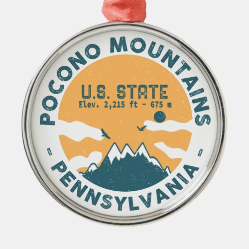 Poconos Mountains Pennsylvania Bear Hiking Sunset Metal Ornament