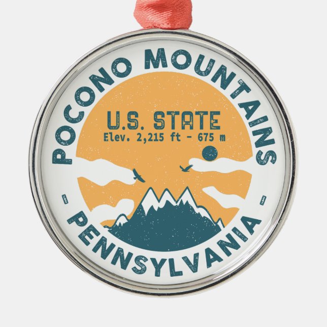 Poconos Mountains Pennsylvania Bear Hiking Sunset Metal Ornament (Front)