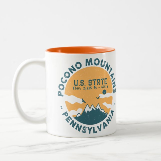 Poconos Mountains Pennsylvania Hiking Sunset Two-Tone Coffee Mug (Left)