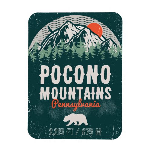 Poconos Pennsylvania PA Mountain Gift Retro Magnet