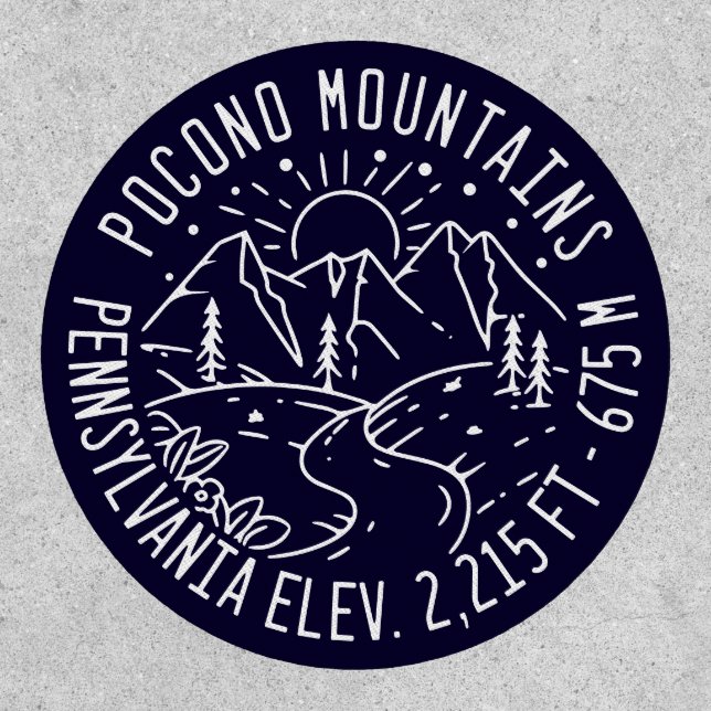 Poconos Pennsylvania PA Mountain Gift Retro Patch (Front)