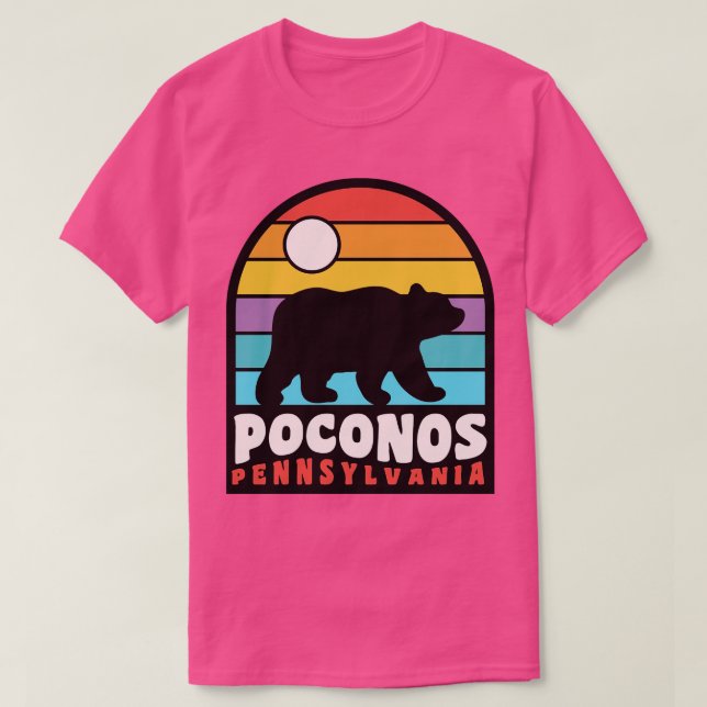 Poconos Pennsylvania Pocono Mountains Bear Badge T-Shirt (Design Front)