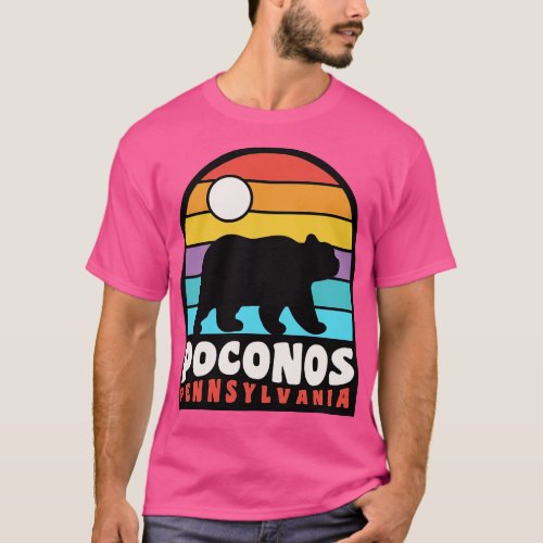 Poconos Pennsylvania Pocono Mountains Bear Badge T_Shirt