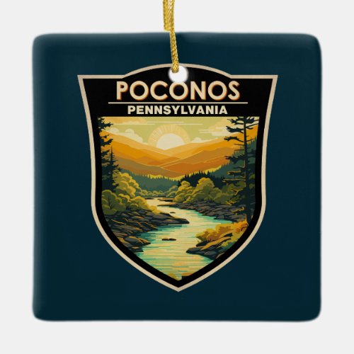 Poconos Pennsylvania Travel Art Vintage Ceramic Ornament