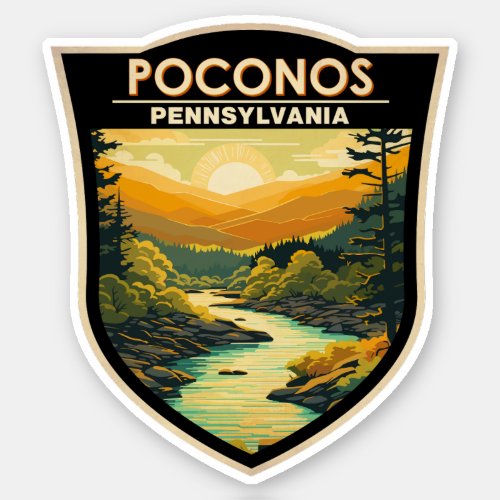 Poconos Pennsylvania Travel Art Vintage Sticker