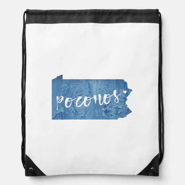 Poconos, Pennsylvania Wood Grain Drawstring Bag (Front)