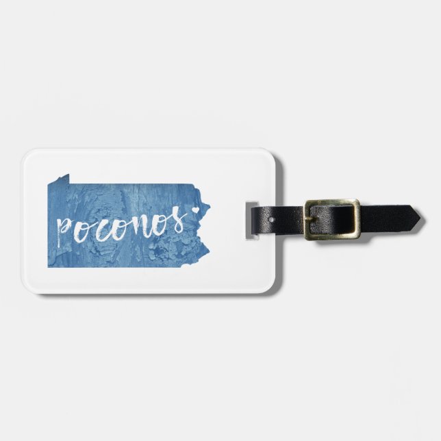 Poconos, Pennsylvania Wood Grain Luggage Tag (Front Horizontal)