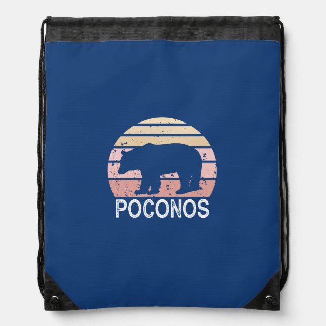 Poconos Retro Bear Drawstring Bag (Front)