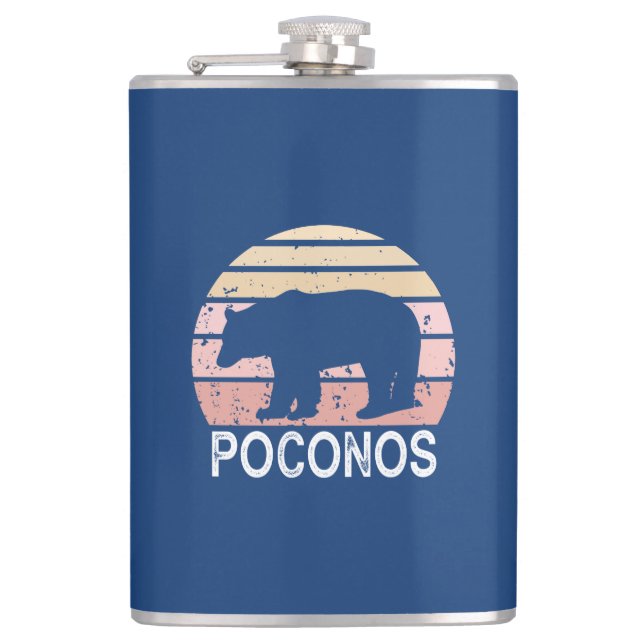 Poconos Retro Bear Flask (Front)