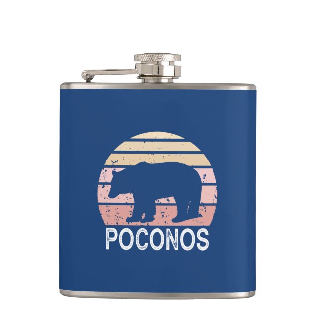 Poconos Retro Bear Flask (Front)