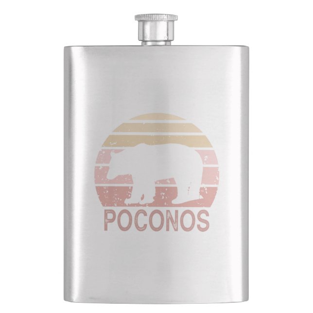 Poconos Retro Bear Flask (Front)