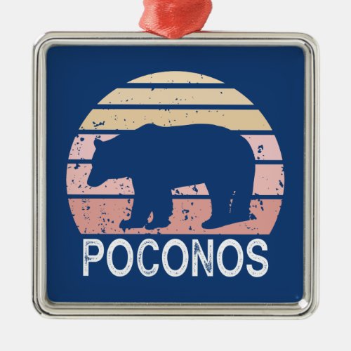 Poconos Retro Bear Metal Ornament