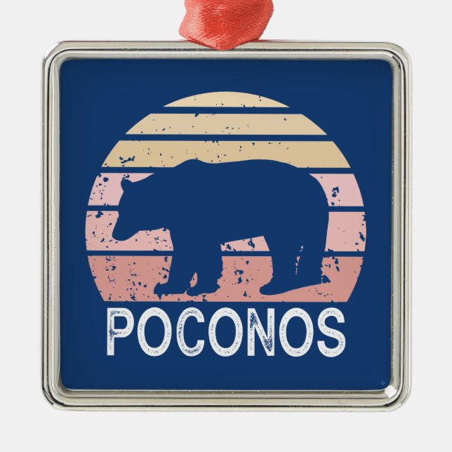 Poconos Retro Bear Metal Ornament (Front)