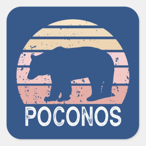 Poconos Retro Bear Square Sticker