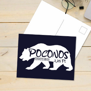 Poconos Retro Pennsylvania Mountains Bear Postcard