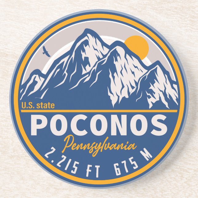 Poconos Retro Pennsylvania Mountains Coaster (Front)