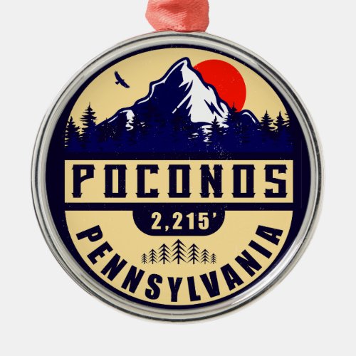 Poconos Retro Pennsylvania Mountains Metal Ornament