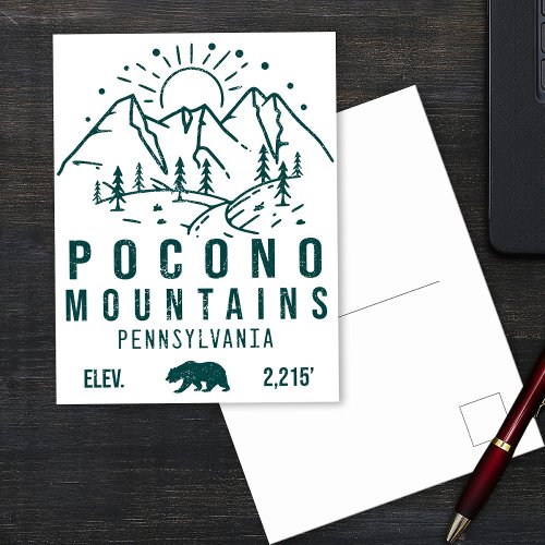 Poconos Retro Pennsylvania Mountains Minimalist Po Postcard