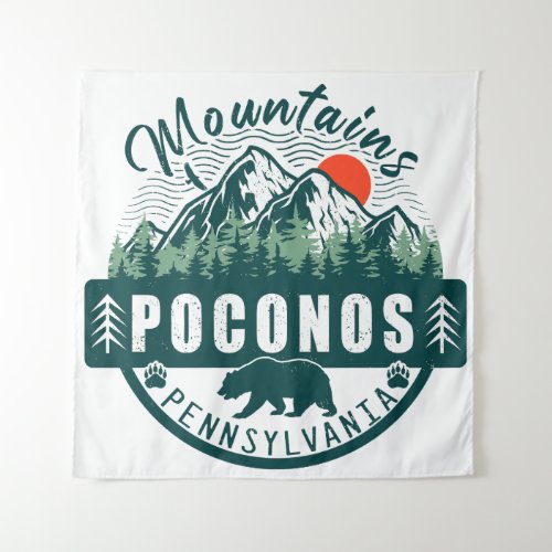 Poconos Retro Pennsylvania Mountains Tapestry