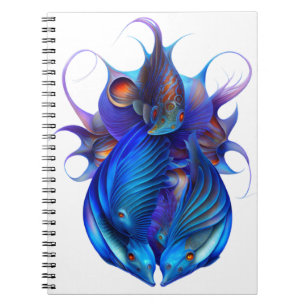 Pod Of Four Blue Fantasy Fish Notebook