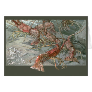 Pod of Lobsters in the Ocean, Vintage Art Nouveau Cards