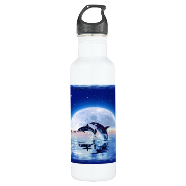 Pod of Orcas Stainless Steel Water Bottle (Front)