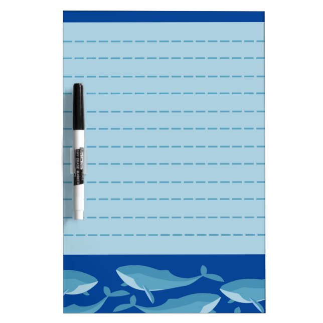 Pod of Whales on Dark Blue Lined Dry Erase Board (Front)