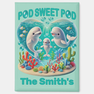 "Pod Sweet Pod" Whale Family Customizable Magnet