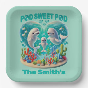 "Pod Sweet Pod" Whale Family Paper Plates