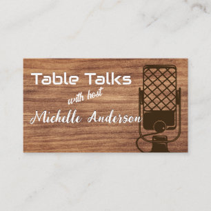 Podcast Microphone Wood Business Card
