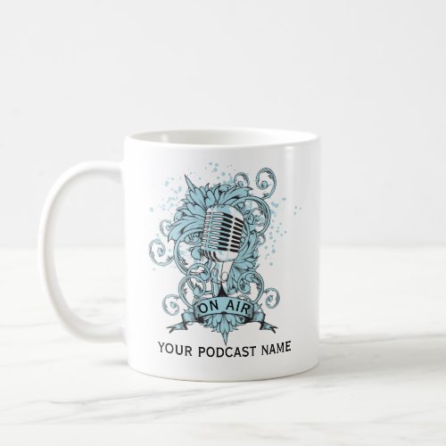 Podcast Name Blue Microphone  Coffee Mug