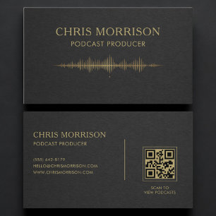 Podcast Producer Black Gold QR Code Business Card