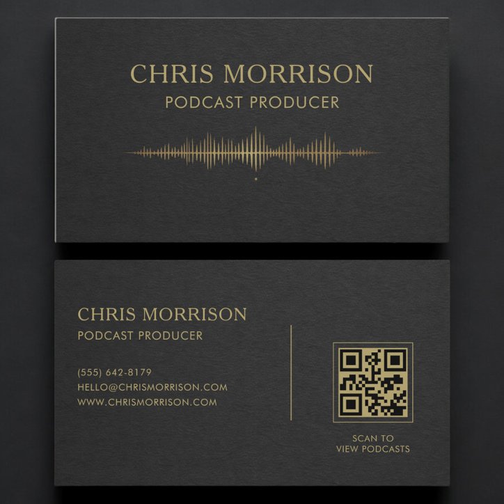 Podcast Producer Black Gold QR Code Business Card