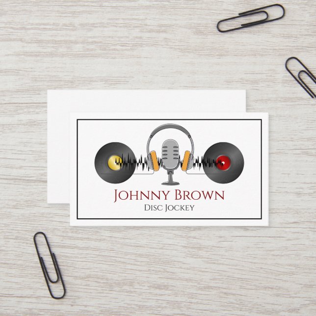 Podcaster DJ Disc Jockey Business Card (Front/Back In Situ)