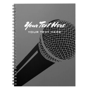 Podcaster notebook with microphone logo design