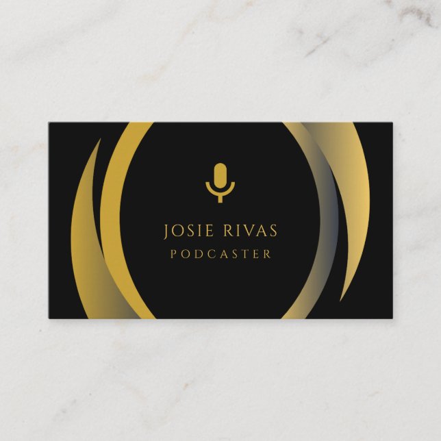Podcaster, Podcast Black & Gold  Business Card (Front)