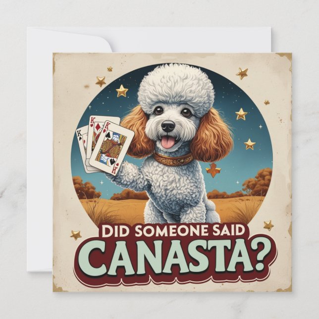 Poddle loves canasta game  invitation (Front)