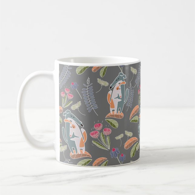 Podenco dog and Galgo Pretty Gray Cartoon Coffee Mug (Left)
