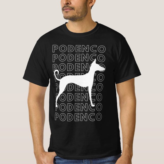 Podenco Grey and White Silhouette Minimalist  T-Shirt (Front)