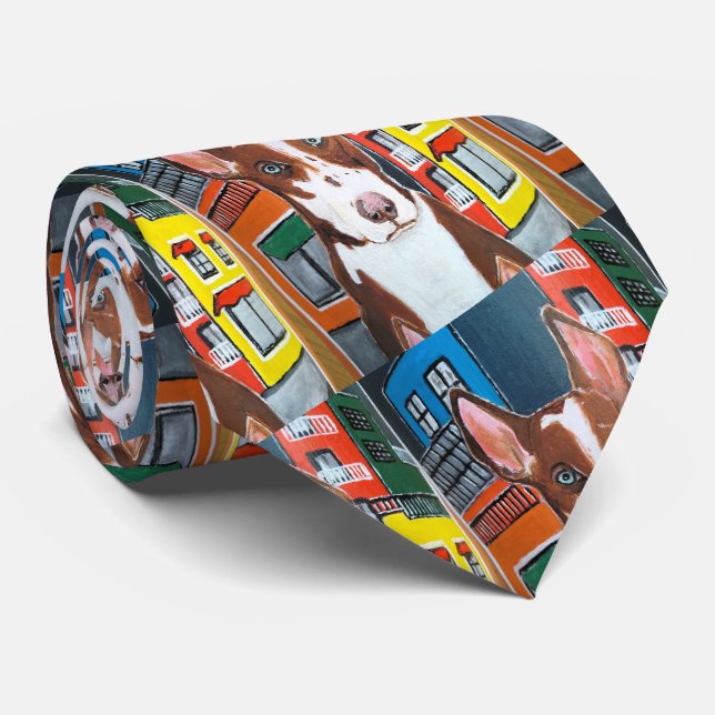 Podenco in Town Painting by Alfred Fox Neck Tie (Rolled)